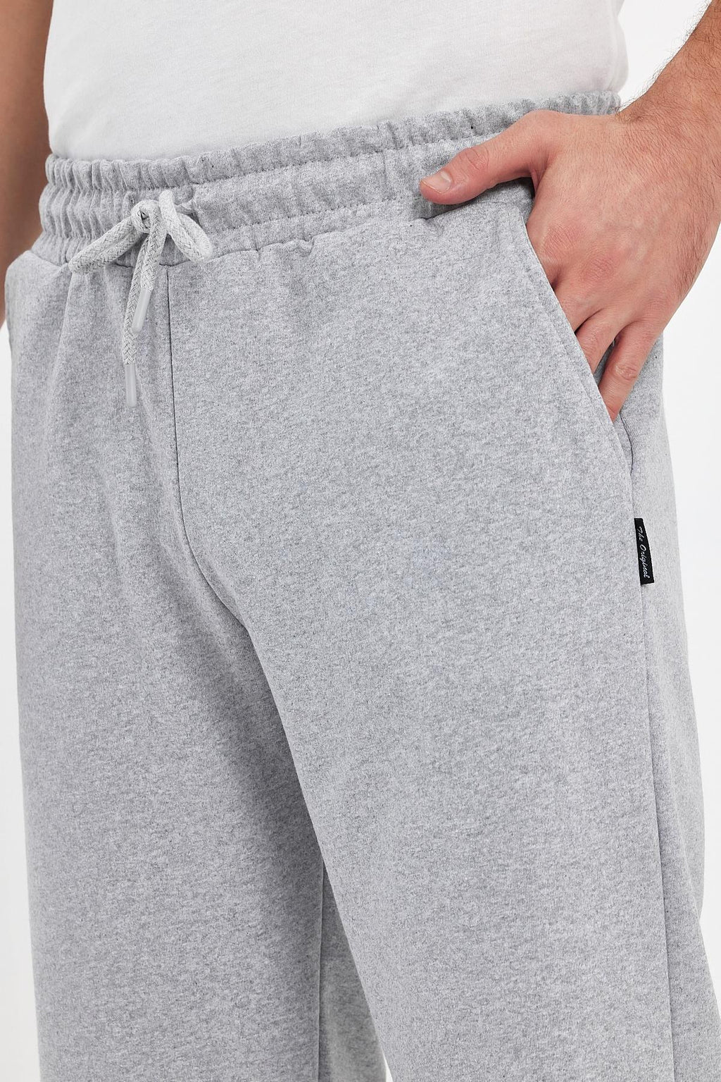 Erkek Yanları Cepli Gri Bermuda Diz Altı Kapri Beli Ayarlanabilir Lastikli Uzun Şort