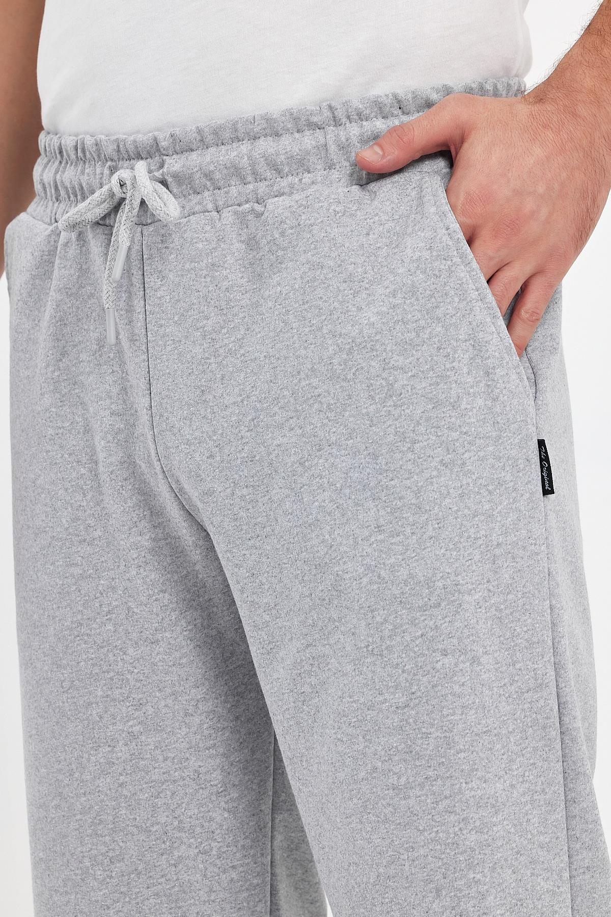 Erkek Yanları Cepli Gri Bermuda Diz Altı Kapri Beli Ayarlanabilir Lastikli Uzun Şort