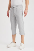 Erkek Yanları Cepli Gri Bermuda Diz Altı Kapri Beli Ayarlanabilir Lastikli Uzun Şort CMRE108