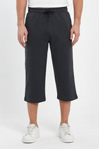 mmetalic Erkek Yanları Cepli Antrasit Bermuda Diz Altı Kapri Beli Ayarlanabilir Lastikli Uzun Şort