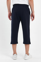 Erkek Yanları Cepli Lacivert Bermuda Diz Altı Kapri Beli Ayarlanabilir Lastikli Uzun Şort CMRE74-Lacivert