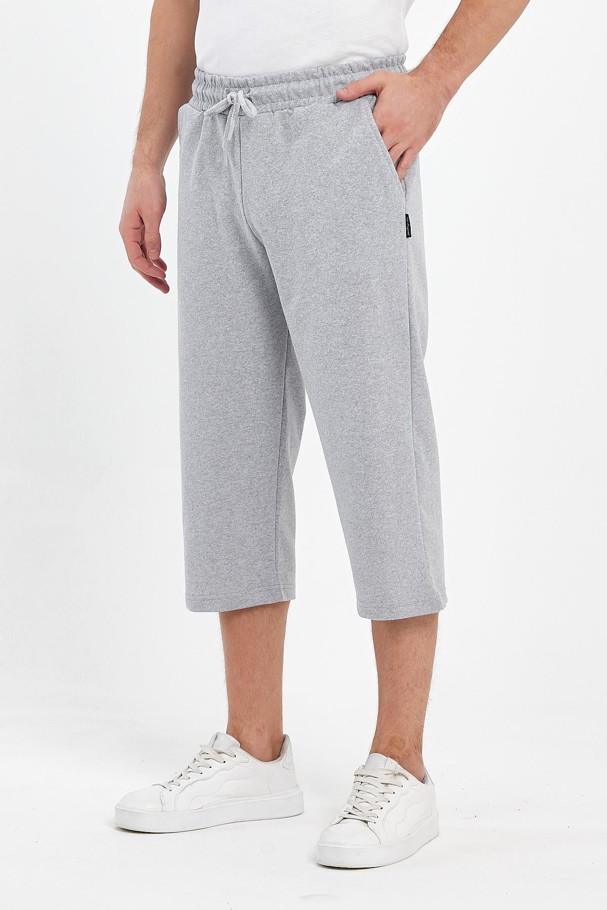 Erkek 4'Lü Yanları Cepli Bermuda Diz Altı Kapri Beli Ayarlanabilir Lastikli Uzun Şort