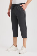 Erkek Yanları Cepli Antrasit Bermuda Diz Altı Kapri Beli Ayarlanabilir Lastikli Uzun Şort CMRE108