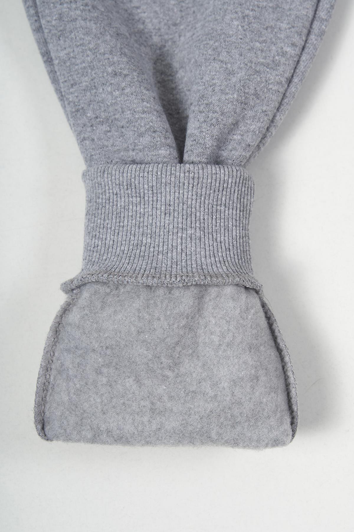 Gri Kalın Pamuklu Beli ve Paçası Lastikli Cepli 5-6-7-8-9-10-11-12 Yaş Erkek Çocuk Eşofman Altı