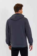 Antrasit Kapüşonlu Regular Fit Hırka Düz Paça Erkek Eşofman Takımı 3861