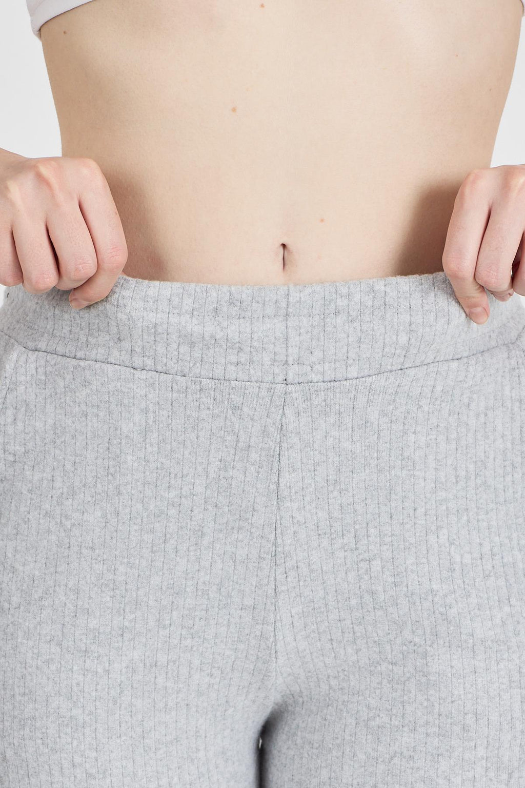 Kadın Gri Yüksek Bel Bol Paça Kaşkorse Fitilli Cepli Pantolon Eşofman Altı CMRB104