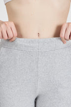 Kadın Gri Yüksek Bel Bol Paça Kaşkorse Fitilli Cepli Pantolon Eşofman Altı CMRB104