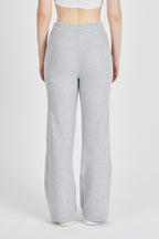 Kadın Gri Yüksek Bel Bol Paça Kaşkorse Fitilli Cepli Pantolon Eşofman Altı CMRB104