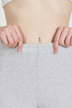 Kadın Gri Yüksek Bel Fitilli Bol Paça Günlük İnce Eşofman Altı Pijama