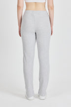 Kadın Gri Yüksek Bel Fitilli Bol Paça Günlük İnce Eşofman Altı Pijama