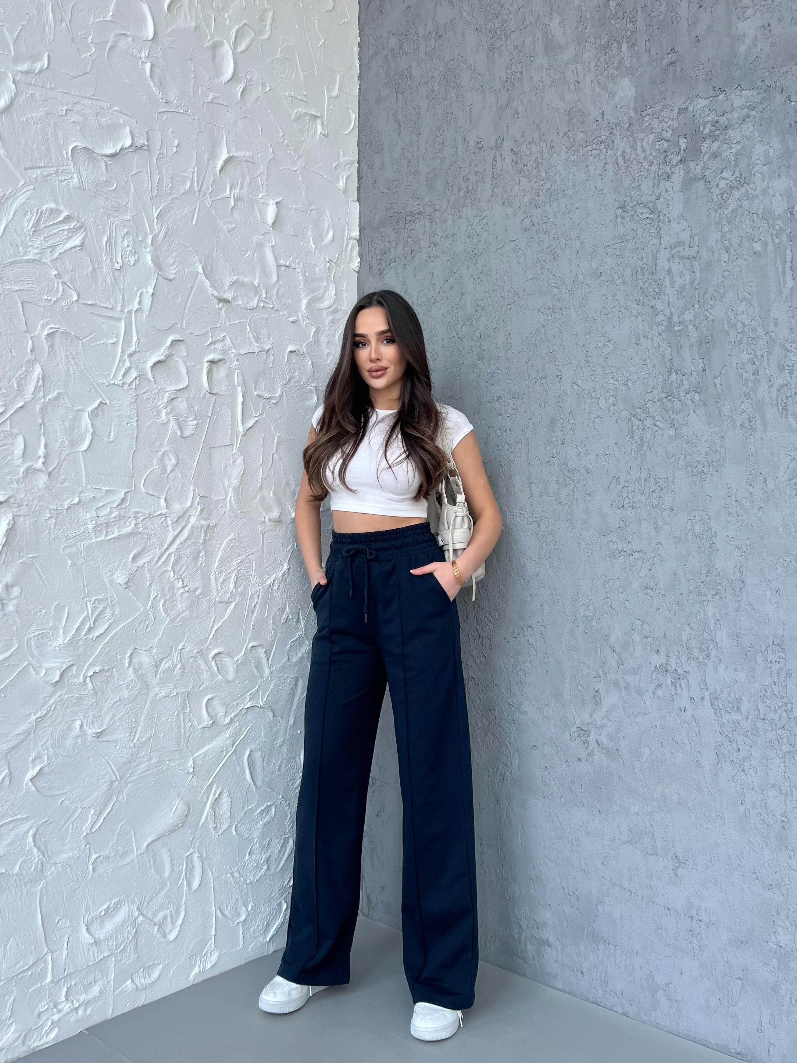 Siyah-Antrasit Kadın Mevsimlik Salaş Geniş Paça Yüksek Bel 2'li Eşofman AltıC MRB102