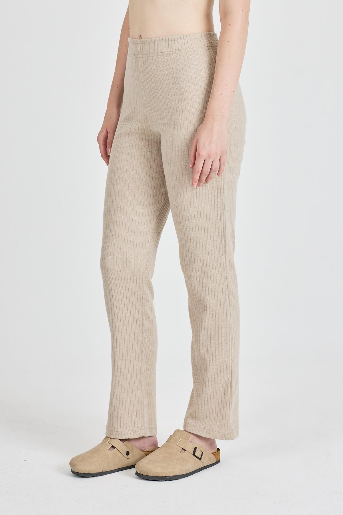 Kadın Vizon Yüksek Bel Fitilli Bol Paça Günlük İnce Eşofman Altı Pijama