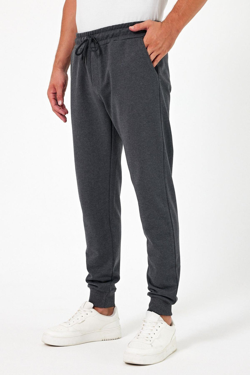 Kalın Siyah-Lacivert-Antrasit Erkek 3'lü Eşofman Altı Jogger Arka Cepli Paça Lastikli Regular Fit Şardonsuz CMRE97