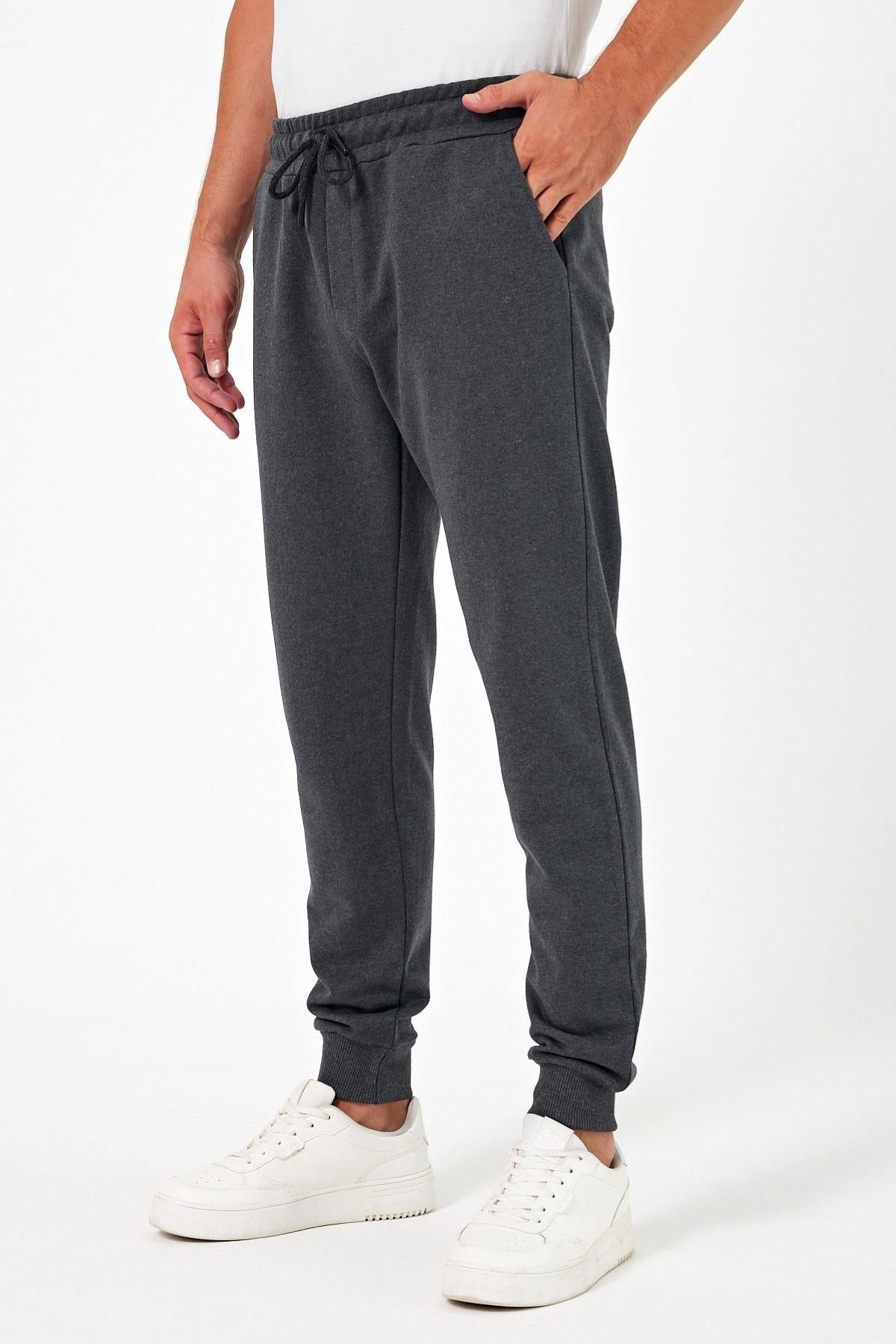 Kalın Siyah-Lacivert-Antrasit Erkek 3'lü Eşofman Altı Jogger Arka Cepli Paça Lastikli Regular Fit Şardonsuz CMRE97