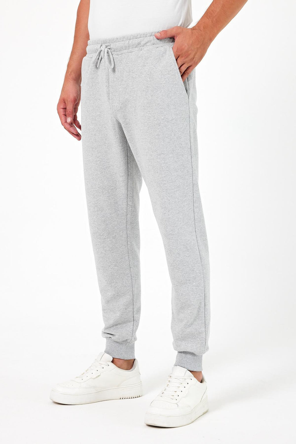 Kalın Siyah-Antrasit Erkek 2'li Eşofman Altı Jogger Arka Cepli Paça Lastikli Regular Fit Şardonsuz CMRE97