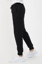 Erkek Regular Fit Rahat Kesim Beli Bağcıklı Jogger Cepli Lastikli Paça Siyah Eşofman Altı