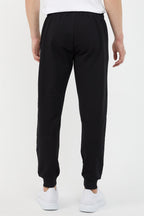 Erkek Regular Fit Rahat Kesim Beli Bağcıklı Jogger Cepli Lastikli Paça Siyah Eşofman Altı