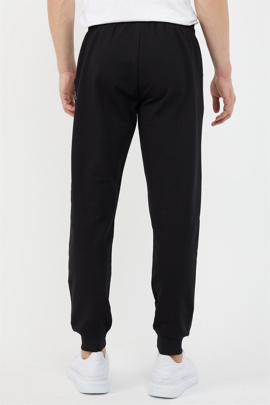 Erkek Regular Fit Rahat Kesim Beli Bağcıklı Jogger Cepli Lastikli Paça Siyah Eşofman Altı