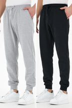 Siyah-gri 2'li Erkek Eşofman Altı Etiketli Arka Ve Yan Cepli Regular Fit