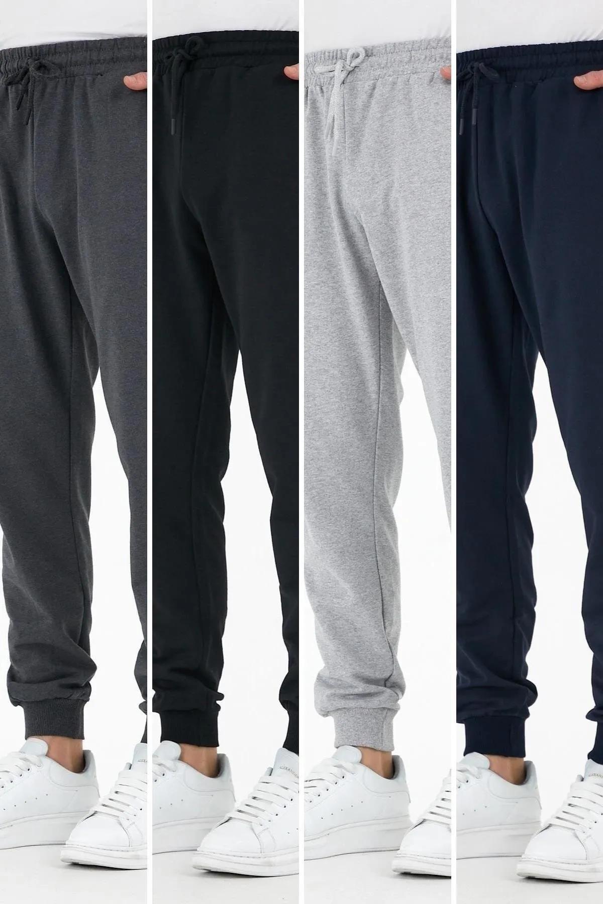 Çok Renkli 4'lü Erkek Eşofman Altı Etiketli Arka Ve Yan Cepli Regular Fit