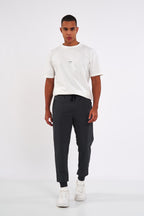 Siyah-Antrasit Paçası Lastikli Erkek 2'li Eşofman Altı