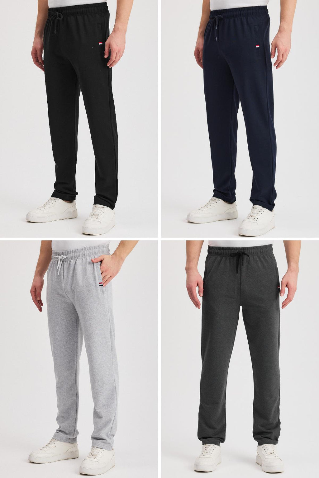 Siyah-lacivert-gri-antrasit Erkek Fermuarlı Cepli Nakış Detaylı Düz Paça Rahat Kesim 4'lü Eşofman CMRE107