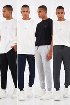 Sİyah-Lacivert-Gri-Antrasit Erkek Paçası Lastikli 4'lü Eşofman Altı