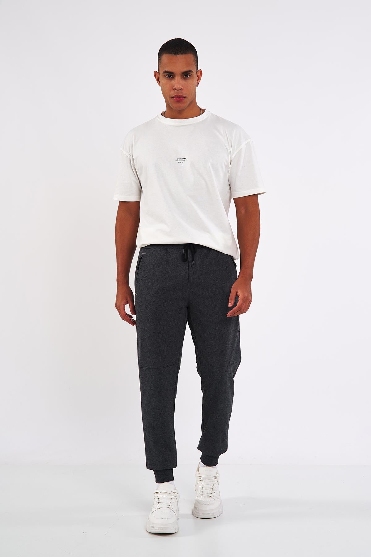 Sİyah-Lacivert-Gri-Antrasit Erkek Paçası Lastikli 4'lü Eşofman Altı